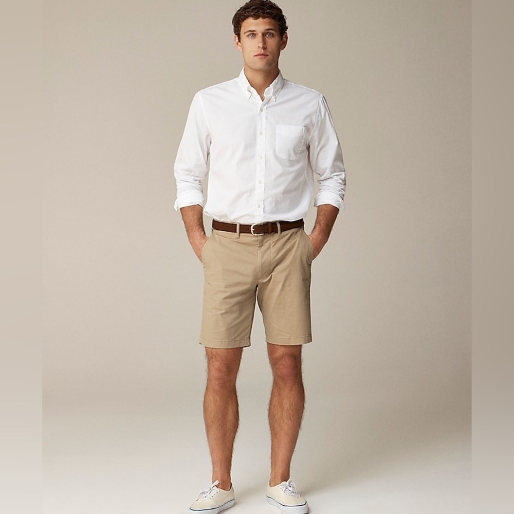 J.Crew 9" stretch chino short In Khaki Size 34 NWT